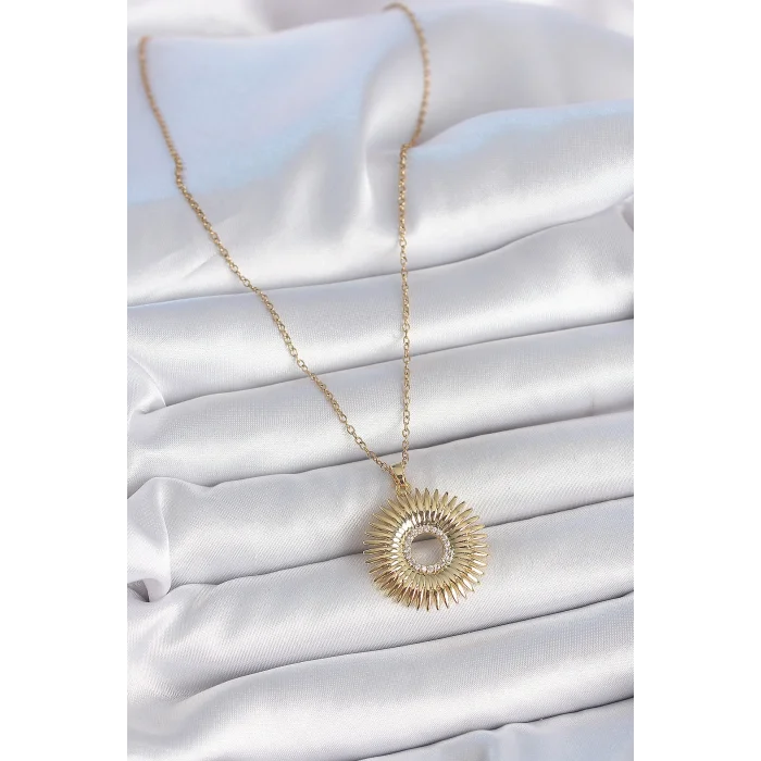 BUĞZ 316L Çelik Gold Renk Zincir Zirkon Taşlı Nova Yıldız Model Kadın Kolye