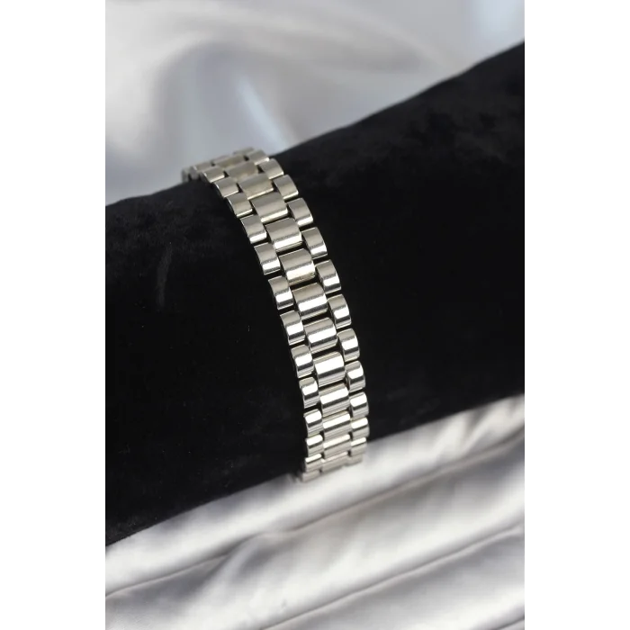 BUĞZ 316L Çelik Gümüş Renk 12 mm Kalınlık Erkek Bileklik