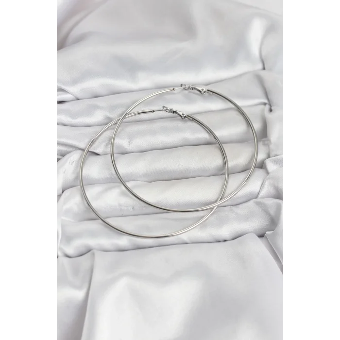 BUĞZ 316L Çelik Gümüş Renk 75 mm Halka Küpe