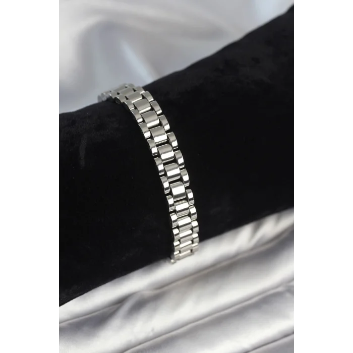 BUĞZ 316L Çelik Gümüş Renk 9 mm Kalınlık Erkek Bileklik