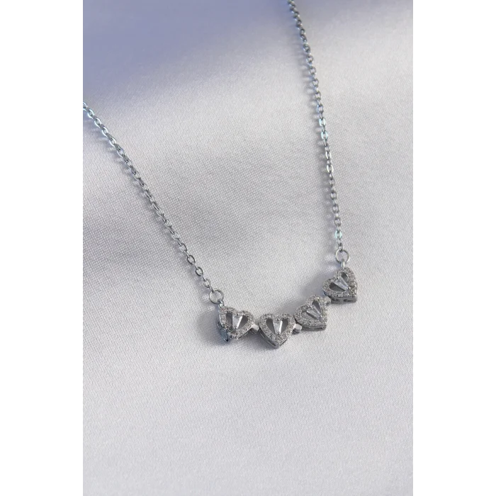 BUĞZ 316L Çelik Gümüş Renk Açılır Yonca Model Kadın Kolye