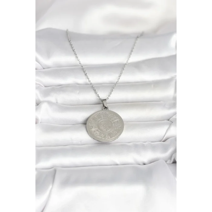 BUĞZ 316L Çelik Gümüş Renk Ayetel Kürsi Yazılı Kolye - BUĞZ