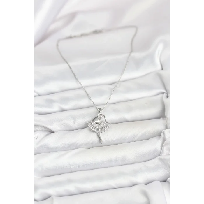 BUĞZ 316L Çelik Gümüş Renk Balerin Model Kadın Kolye