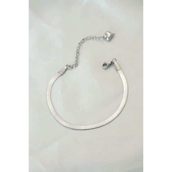 BUĞZ 316L Çelik Gümüş Renk İtalyan Zincirli Bileklik