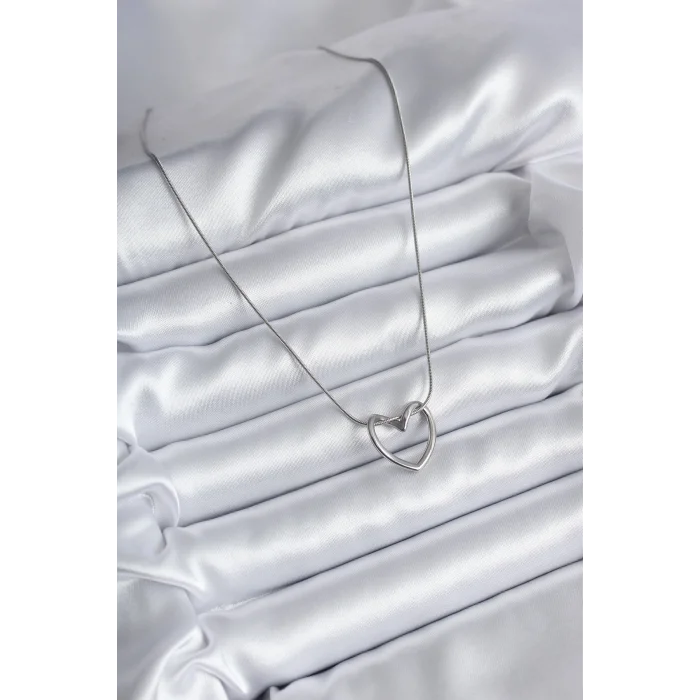 BUĞZ 316L Çelik Gümüş Renk Kalp Model Kadın Kolye - Lisinya