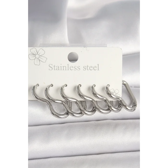 BUĞZ 316L Çelik Gümüş Renk Kalp Model Kadın Küpe Seti