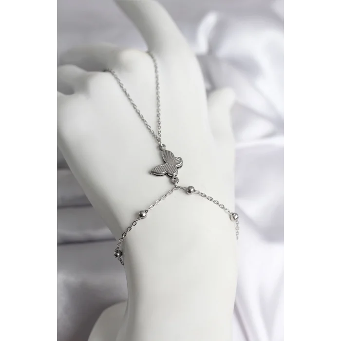 BUĞZ 316L Çelik Gümüş Renk Kelebek Model Kadın Şahmeran