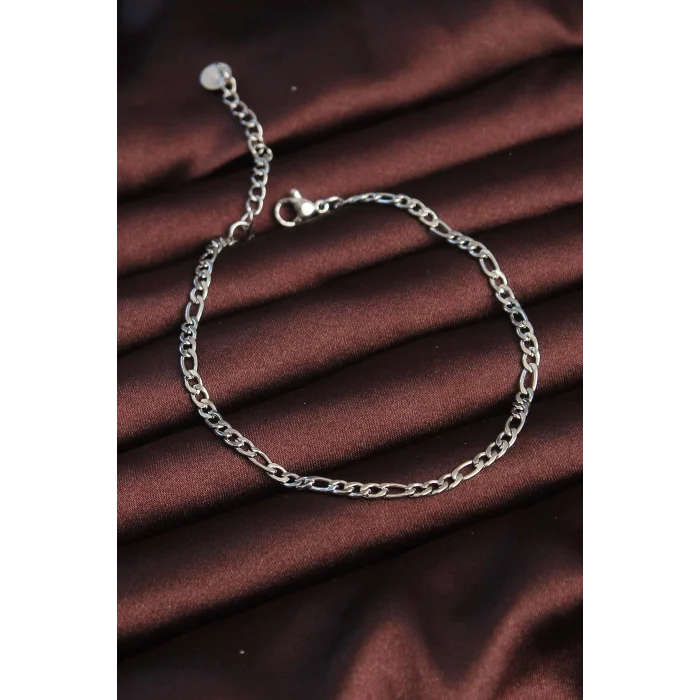 BUĞZ 316L Çelik Gümüş Renk Kuş Gözü Erkek Zincir Bileklik