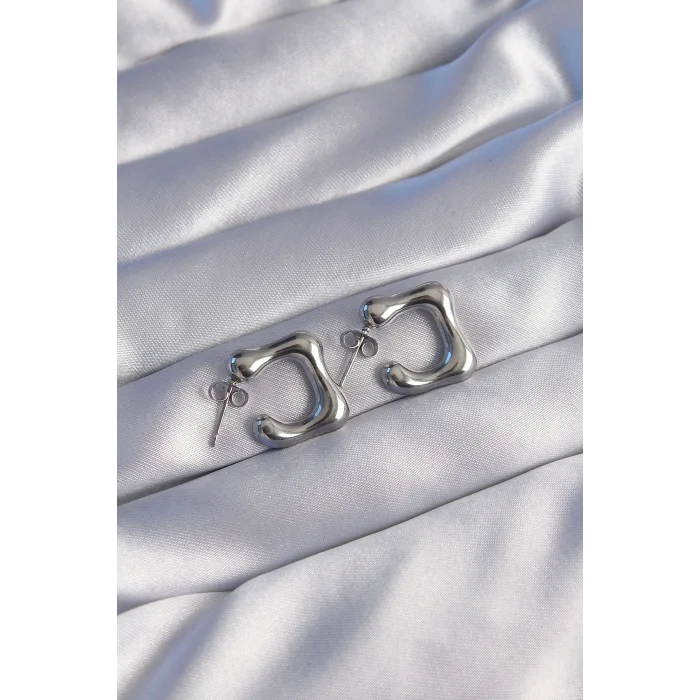 BUĞZ 316L Çelik Gümüş Renk Minimal Bubble Küpe