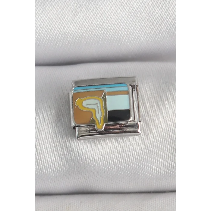 BUĞZ 316L Çelik Gümüş Renk Renkli Portre Model Nomination Charm