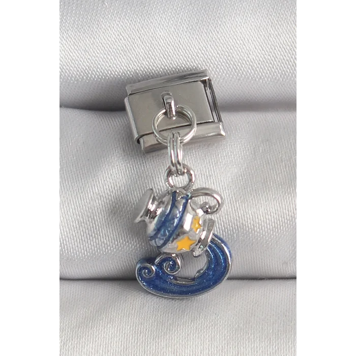 BUĞZ 316L Çelik Gümüş Renk Sallantı Kova Burç Model Nomination Charm