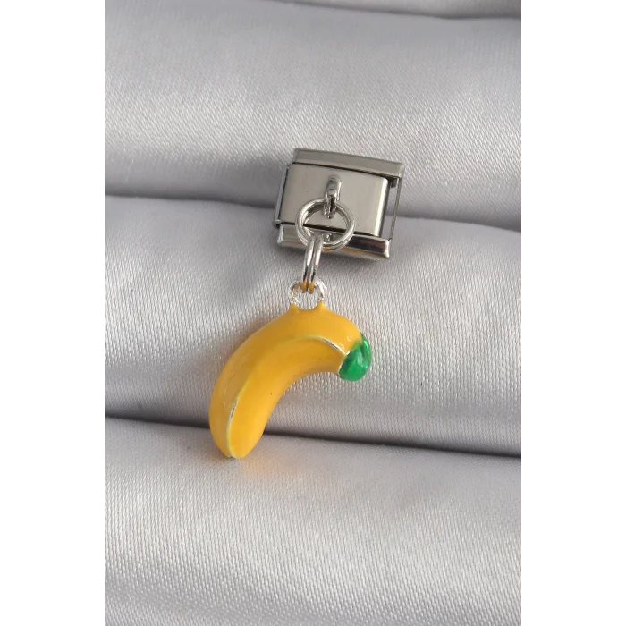 BUĞZ 316L Çelik Gümüş Renk Sallantı Muz Model Nomination Charm