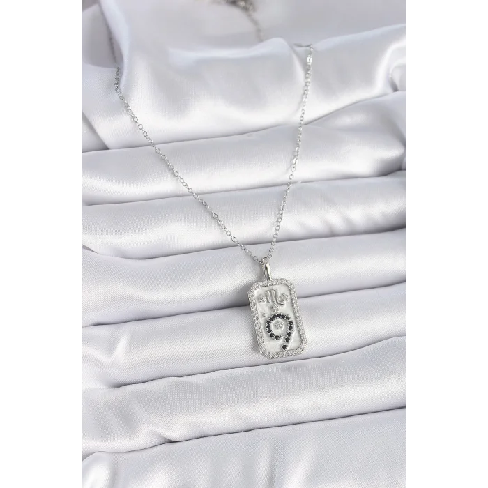 BUĞZ 316L Çelik Gümüş Renk Zincir Akrep Burcu Zirkon Taşlı Kadın Kolye - Lisinya