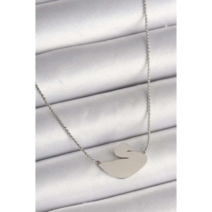 BUĞZ 316L Çelik Gümüş Renk Zincir Kuğu Model Kadın Kolye