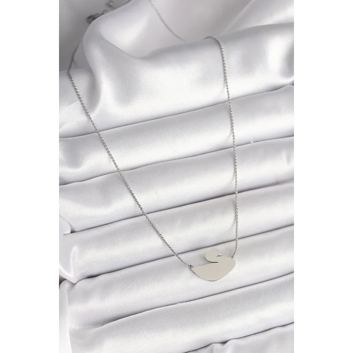 BUĞZ 316L Çelik Gümüş Renk Zincir Kuğu Model Kadın Kolye - Lisinya