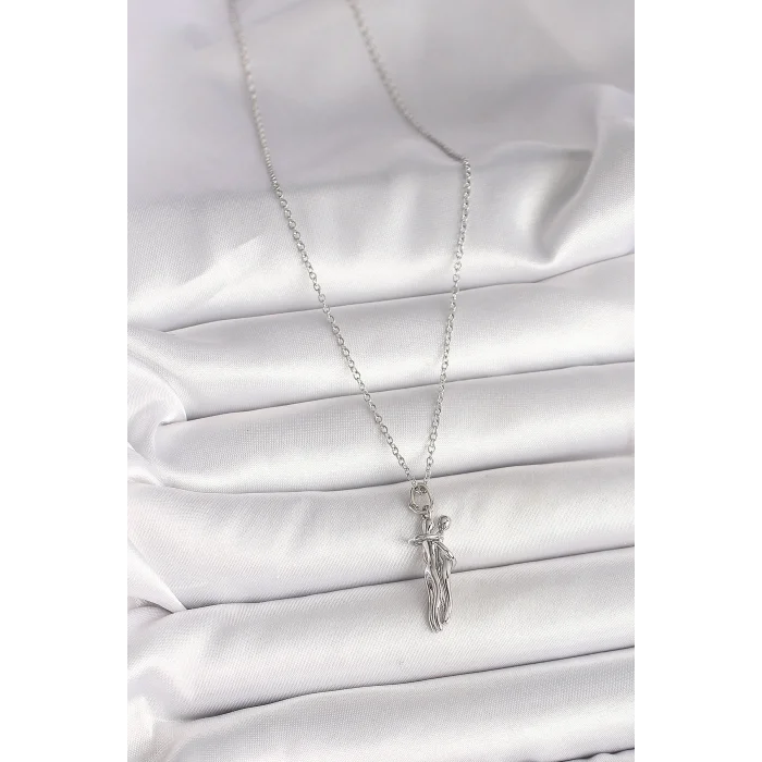 BUĞZ 316L Çelik Gümüş Renk Zincir Sarılma Model Kadın Kolye - Lisinya