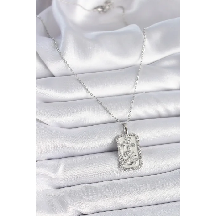 BUĞZ 316L Çelik Gümüş Renk Zincir Yengeç Burcu Zirkon Taşlı Kadın Kolye - Lisinya