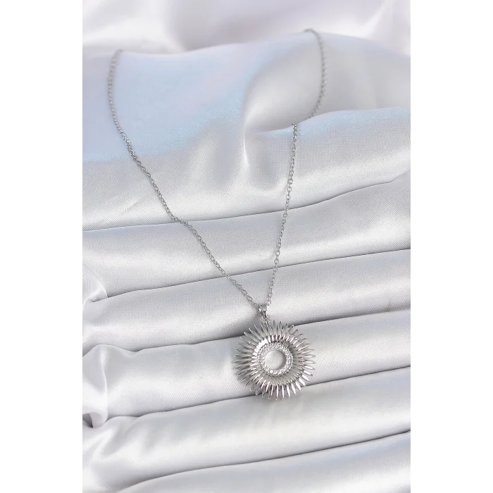 BUĞZ 316L Çelik Gümüş Renk Zincir Zirkon Taşlı Nova Yıldız Model Kadın Kolye - Lisinya