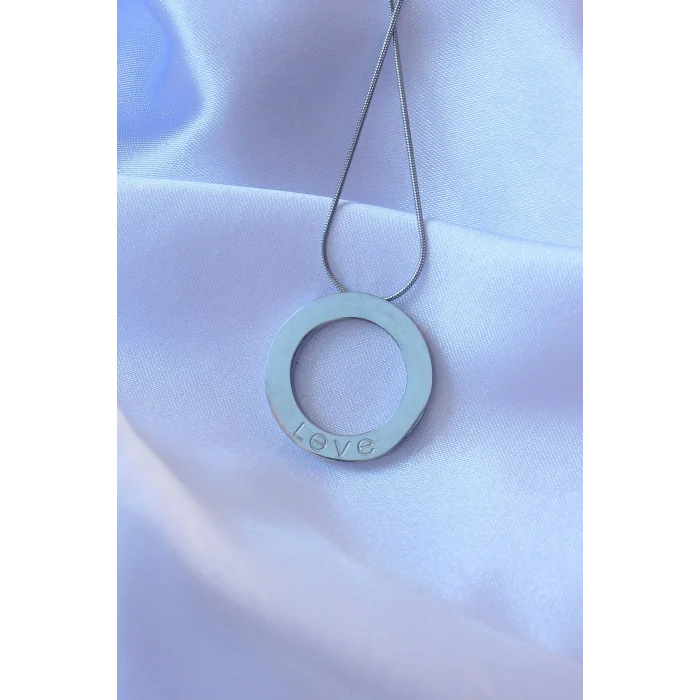 BUĞZ 316L Çelik Gümüş Renk Zirkon Taşlı Model Kolye - Lisinya