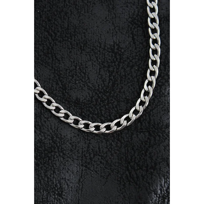 BUĞZ 316L Çelik Kalın Klasik Zincir Model Gümüş Renk Erkek Kolye