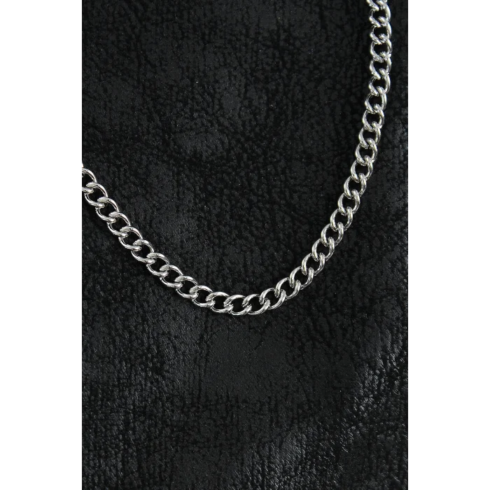 BUĞZ 316L Çelik Klasik Oval Zincir Model Gümüş Renk Erkek Kolye