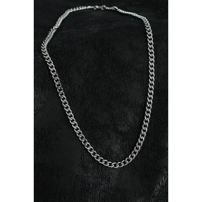 BUĞZ 316L Çelik Klasik Zincir Model Gümüş Renk Erkek Kolye