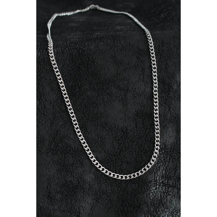 BUĞZ 316L Çelik Klasik Zincir Model Gümüş Renk Erkek Kolye