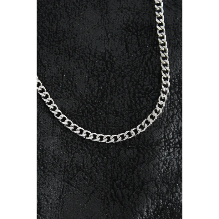 BUĞZ 316L Çelik Klasik Zincir Model Gümüş Renk Erkek Kolye - Lisinya