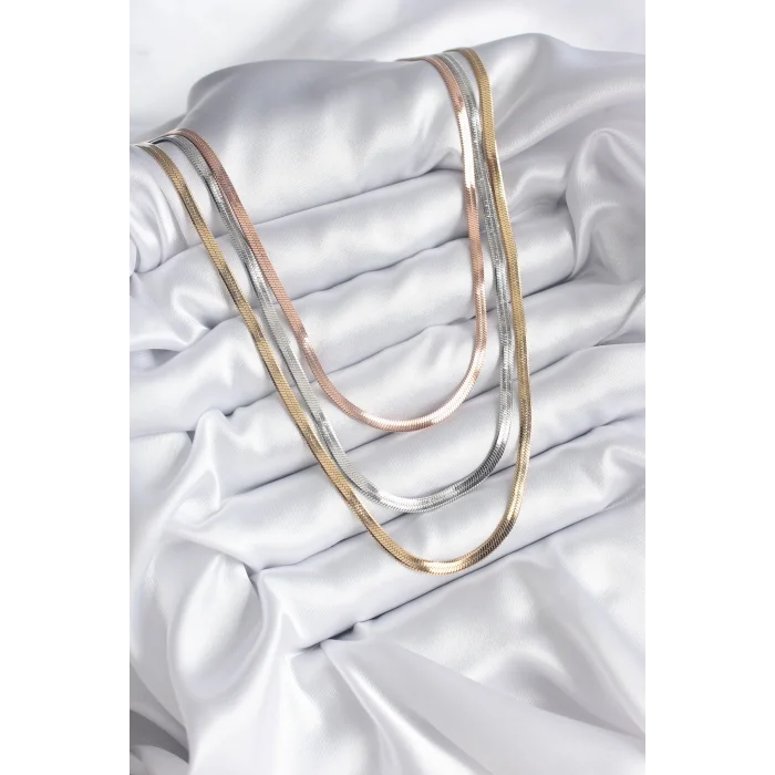 BUĞZ 316L Çelik Mix Renk İtalyan Zincir Model Kadın Kolye - Lisinya