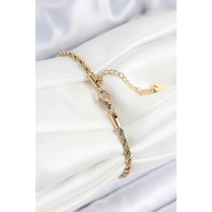 BUĞZ 316L Çelik Nazar Boncuğu Detaylı Yaşam Çiçeği Model Gold Renk Kadın Bileklik - Lisinya