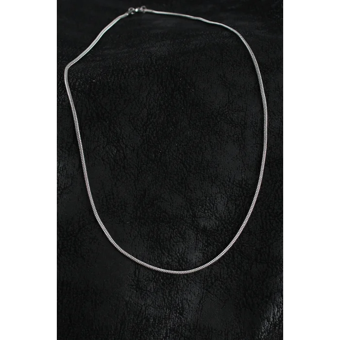 BUĞZ 316L Çelik Örme Zincir Model Gümüş Renk Erkek Kolye