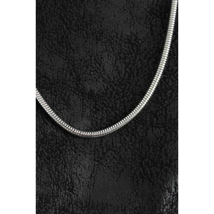 BUĞZ 316L Çelik Oval İtalyan Zincir Model Gümüş Renk Erkek Kolye