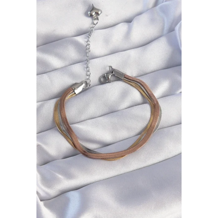 BUĞZ 316L Çelik Renkli İtalyan Zincir Model Çoklu Bileklik