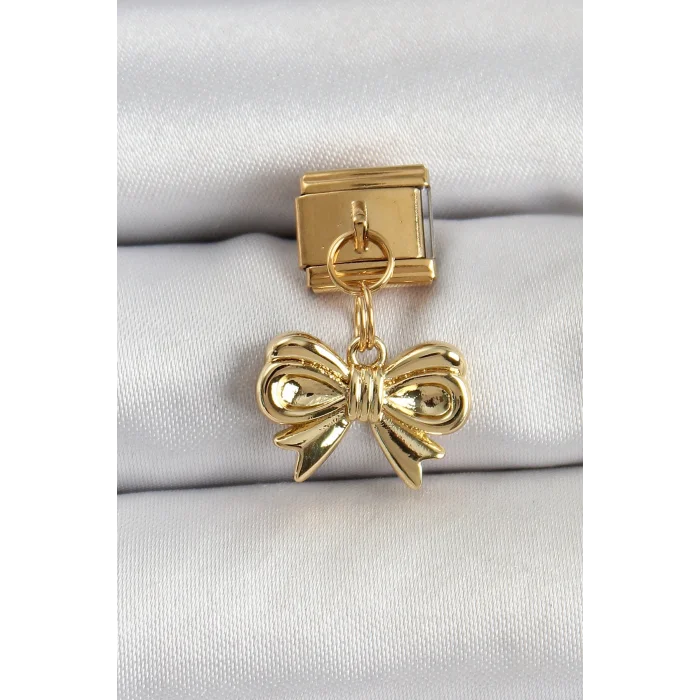 BUĞZ 316L Çelik Sallantılı Fiyonk Model Gold Renk Nomination Charm