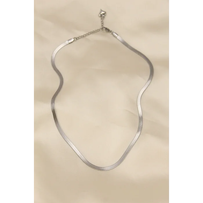 BUĞZ 316L Çelik Silver Renk 45 cm İtalyan Zincir Model Kadın Kolye