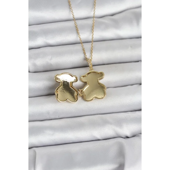 BUĞZ 316L Çelik Zincir Gold Renk Ayıcık Model Açılabilir Kadın Kolye