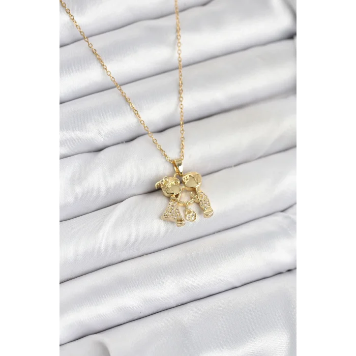 BUĞZ 316L Çelik Zincir Gold Renk Erkek Kız Model Kadın Kolye
