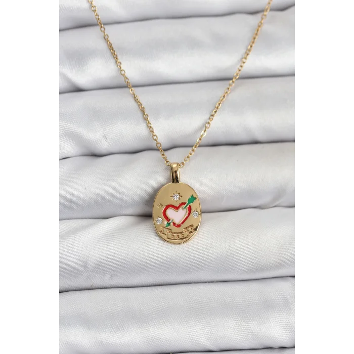 BUĞZ 316L Çelik Zincir Gold Renk Kalp Figürlü Kadın Kolye