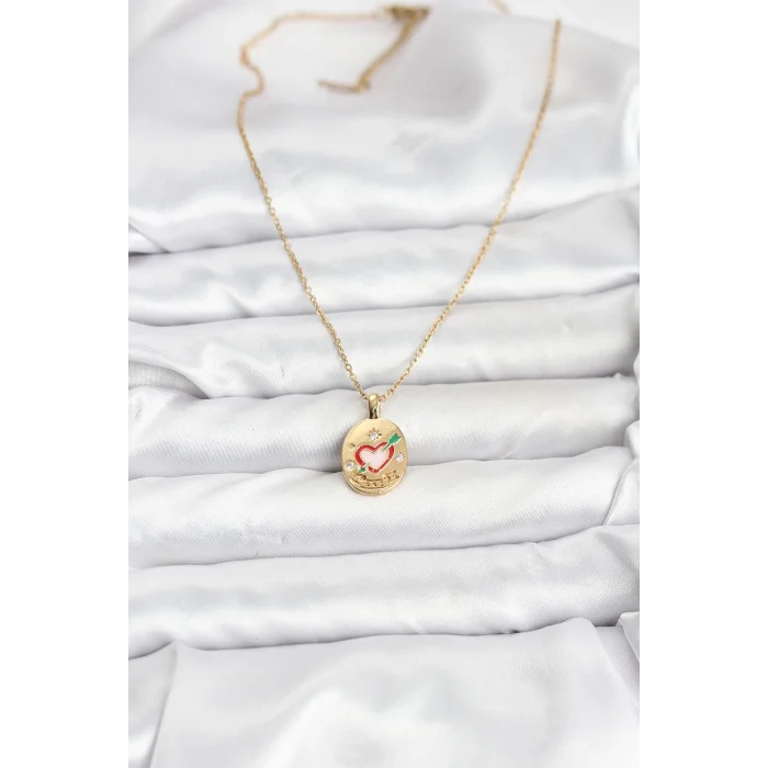 BUĞZ 316L Çelik Zincir Gold Renk Kalp Figürlü Kadın Kolye