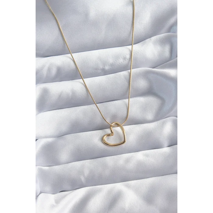 BUĞZ 316L Çelik Zincir Gold Renk Kalp Model Kadın Kolye