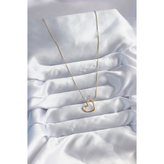 BUĞZ 316L Çelik Zincir Gold Renk Kalp Model Kadın Kolye - Lisinya