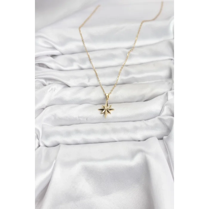 BUĞZ 316L Çelik Zincir Gold Renk Kutup Yıldızı Model Kadın Kolye