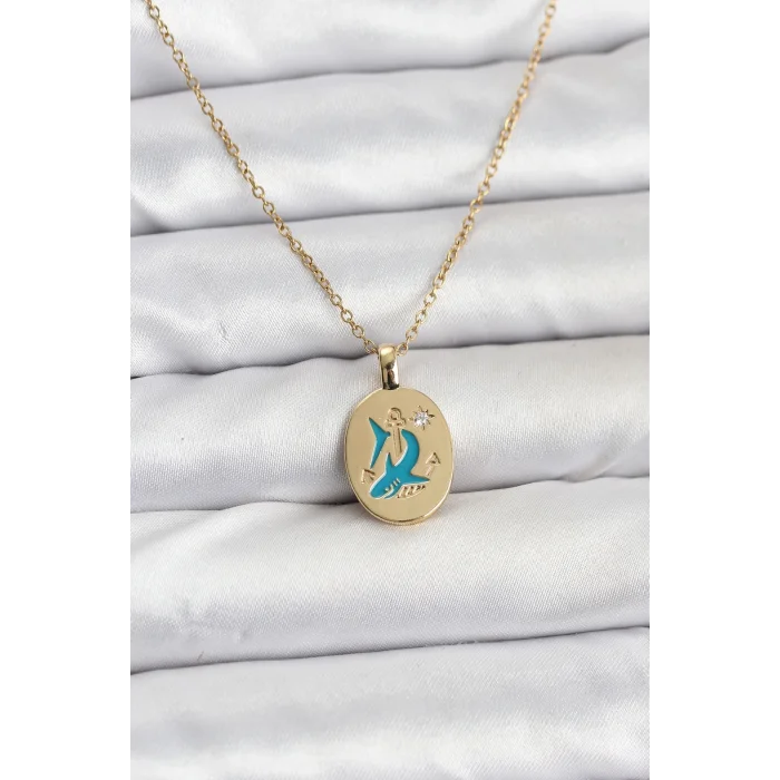 BUĞZ 316L Çelik Zincir Gold Renk Shark Figür Kadın Kolye