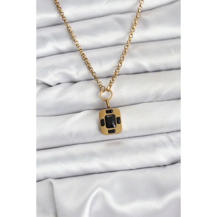 BUĞZ 316L Çelik Zincir Gold Renk Vintage Model Kadın Kolye