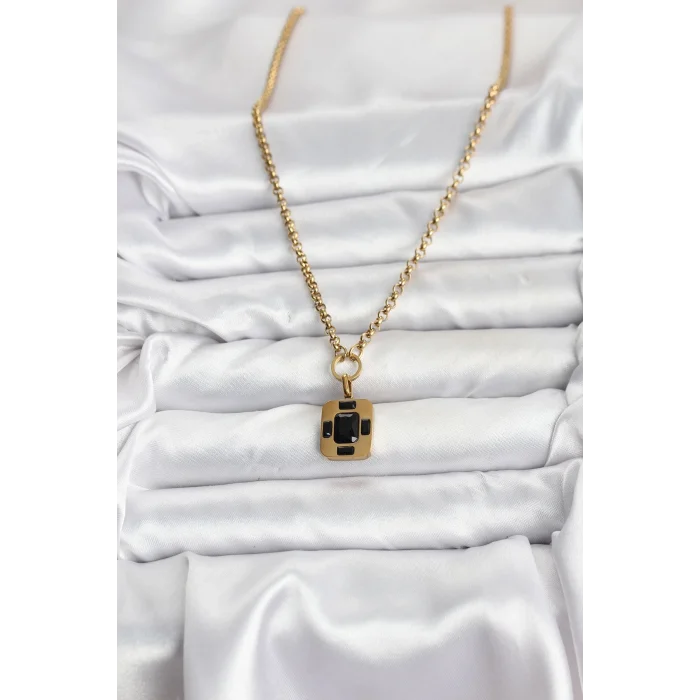 BUĞZ 316L Çelik Zincir Gold Renk Vintage Model Kadın Kolye