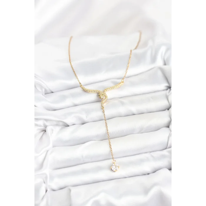 BUĞZ 316L Çelik Zincir Gold Renk Yılan Model Y Kolye