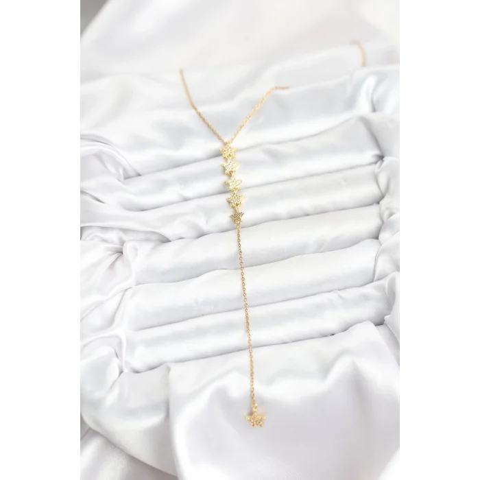 BUĞZ 316L Çelik Zincir Gold Renk Yıldız Model Y Kolye