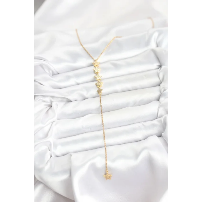 BUĞZ 316L Çelik Zincir Gold Renk Yıldız Model Y Kolye - Lisinya