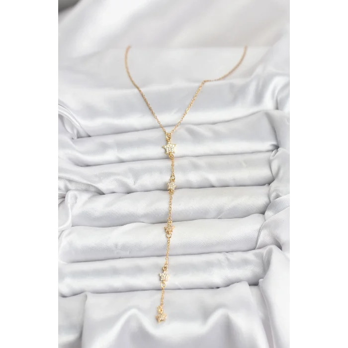 BUĞZ 316L Çelik Zincir Gold Renkli Yıldız Model Kadın Y Kolye - Lisinya