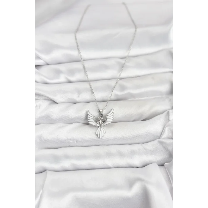 BUĞZ 316L Çelik Zincir Gümüş Renk Anka Kuşu Model Kadın Kolye